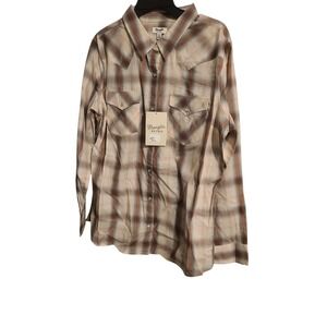 Wrangler‎ Shirt Blue Retro Pearl Snap Premium Long Sleeve Western Size M